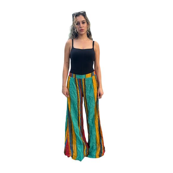 Cider Bohomian Style Striped Wide Leg Pants Womens XL (Fits Small/Med) - Picture 7 of 9